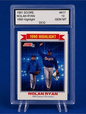 1991 Score Nolan Ryan 1990 Highlight Trading Card - Blue